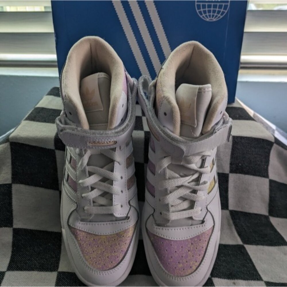 Adidas Women's Forum Mid Originals White Yellow Pink HP3013 Strap Pastel 032026 - Picture 5 of 14